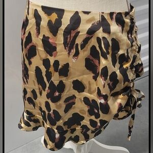 Missguided Animal Print Satin Mini Skirt